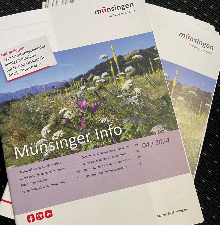 Die aktuelle Ausgabe der Münsinger Info ist online.